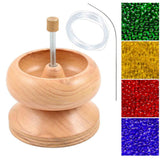 SHOP LC DELIVERING JOY Seed Bead Spinner Bowl - Wooden Bead Spinner for Jewelry Making with Seed Beads and Big Eye Beading Needl