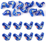 Elecrelive 10Pcs Blue Bird Ceramic Beads Painted Animal Porcelain Spacer Beads Colorful Cartoon Pigeon Charms for DIY Bracelets