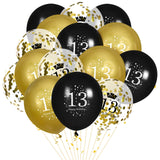 13th Birthday Balloons for Boys, 15 Pcs Black Gold Happy 13th Birthday Balloons, Black Gold 13th Birthday Party Decorations Ball