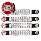 Milwaukee Leather Fire Department Medallion Vest Extender - Double Chrome Chains Genuine Leather 6.5 Extension 4-PCS MLA6012SET