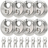 Heavy Duty Padlock with Key - 70mm Stainless Steel Commercial Discus Keyed Lock, High Security, 8 Pack