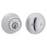 Kwikset 660 Deadbolt Lock, Satin Chrome Round Exterior Keyed Front Entry Door, Pick Resistant SmartKey Rekey Security, Single Cy