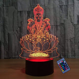 YTDZLTD Optical Illusion 3D Buddha Statue Night Light 16 Colors Changing USB Power Remote Control Touch Switch Decor Lamp LED Ta