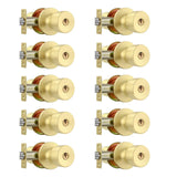 Leydebong 10 Pack Keyed-Alike Stainless Steel Door Knob Lock Gold Door Knobs with Keys, Adjustable 60-70mm Backset for 35-45mm T