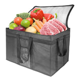 Oseeny 3XL Insulated Food Transport Bag - Reusable Cooler Bag for Cold and Hot Food Delivery with Lid and Double Zipper (Black,