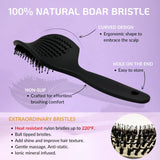 INATEKPRO Curved Vented Boar Bristle Detangler Brush - GREY | MEDIUM