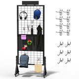 Alyoen Grid Wall Panels, Gridwall Panel Display Stand with Notice Board, Movable 5.1 x 1.4 Ft Floorstanding Wire Grid Rack, Stur