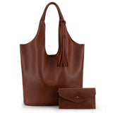 Montana West Hobo Purses and Handbags for Women Vegan Leather Shoulder Bag Top Handle Purse Set 2 pcs with Tassel MWC2-079RBR