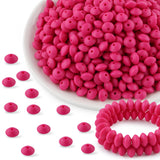 Kovict 300Pcs 12mm Silicone Lentil Beads, Silicone Spacer Beads for Necklace Bracelet Keychain Pens Craft(Magenta Red)