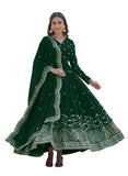 Wedani Georgette Embroidered Anarkali Gown For Women,GREEN,M