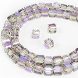 Chengmu 6mm Cube Clear Purple Glass Beads for Jewelry Making 270pcs Faceted Square Crytal Spacer Beads for Bracelet Necklace Ear