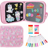 NITRAZONE Erasable Doodle Book Set for Kids, Reusable Magic Drawing Book with Watercolor Pens, Road Trip Car Game Writing and Pa