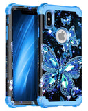 Miqala Compatible with iPhone X Case,iPhone Xs Case,Glow in The Dark Three Layer Heavy Duty Shockproof Hard Plastic Bumper+Soft