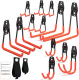 16PCS Garage Hooks Heavy Duty, Steel Storage Utility Hook, Organization Tool Shelf Have Anti Slip Coating for Organizing Power o