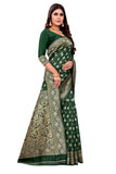Sugathari Womens Banarasi Saree Pure Kanjivaram Silk Saree Soft New Ladies 2023 Design Wear Pattu Sarees Latest Cotton Party Sari Collections With Blouse Piece For Wedding Sadi (Pari S-1 Green)