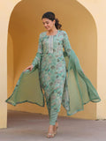 Anni Designer Women'S Rayon Blend Printed Straight Kurta With Pant & Dupatta (Vice Green-Nw_L_Green_Large),Green,L,,,