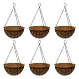 Bonkaso 10Inch Coir Hanging Basket With Metal Chain (Set Of 6) | Coco Liner Hanging Planter For Balcony, Garden, Indoor & Outdo