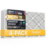 BNX TruFilter 14x24x1 Air Filter MERV 11 (4-Pack) - MADE IN USA - Allergen Defense Electrostatic Pleated Air Conditioner HVAC AC