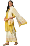 Aurelia Cream Gold Kurta-Semi Flare Palazzo-Dupatta-