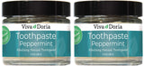 Viva Doria Remineralizing Toothpaste Peppermint | Natural Whitening Toothpaste | Fluoride Free Toothpaste, 3 Oz Glass Jar, 2 Pac