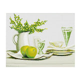 Calandis 11Ct Stamped Cross Stitch Kit For Beginners Green Summer Afternoon Tea Printed Design | Cross Stitch Kits | Hand Embroi