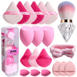 JPNK 20PCS Makeup Sponges Set with Powder Puff Brush for Liquid, Cream, and Powder And Small Mini Figure Makeup Sponge