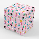 Stesha Party Pink Christmas Kitty Gift Wrapping Paper - Folded Flat 30 x 20 Inch - 3 Sheets