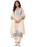 Libas Women'S Cotton Kurta Sets (99046O_Off White_Xl)