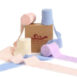 Pretty Jolly Pink Blue Yellow Purple Chiffon Ribbon for Gift Wrapping 4 Rolls 2 Inch x 5Yd Silk Ribbons Handmade Fringe Fabric R