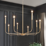LALUZ 8-Light Gold Chandelier, 31.5'' Large Farmhouse Dining Room Light Fixture Over Table, Modern Chandeliers Hanging Lights Fi