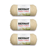 Bernat Super Value Oatmeal Yarn - 3 Pack of 198g/7oz - Acrylic - 4 Medium (Worsted) - 426 Yards - Knitting/Crochet
