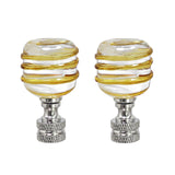 Aspen Creative 24012-12 Clear with Yellow Line Glass Lamp Finial in Nickel Finish, 2 Tall (2 Pack)