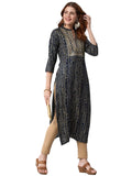 Gosriki Women'S Pure Cotton Rayon Bandhani Printed With Embroidered Straight Kurta (Rugari-Blue-Jan42-Gs_L_Blue_Large),Blue,,B0BXLS6VDQ