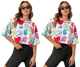 Toplot Women'S Casual Printed Crop Top With Half Sleeve Pack Of 2 (Combo-5098-Mlt-Mlt-M),Multi-Multi,,B0CFTT65M9