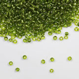 Tibaoffy Transparent Light Green with Silver Lined Beads Size 6/0 Crafts Glass Seed Beads 4mm for Jewelry Making (Total About 10