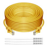 Adoreen Cat 6 Ethernet Cable 40 Ft-Yellow, Outdoor & Indoor Snagless Long Round RJ45 Network Cable, POE, Soft Flexible Gbps Inte