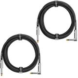 JoikYoik Guitar Cable 10ft 2-Pack, Tweed Cloth Braided Instrument Cable, TS 1/4 Inch Angled to Straight, for Electric Guitar/Bas