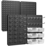 PHX Grove Peg Board for Tools, 4 Pack Metal Pegboard Wall Organizer with Hooks, 14.76 10.82 Black Pegboard Panels for Walls Hom