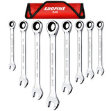 Egofine 8-Piece Ratcheting Wrench Set, Cr-V Steel SAE Wrench Set from 1/4 to 11/16, 72 Teeth Ratchet Wrench, 12 Point Open End &