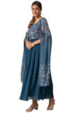 Aurelia Blue Foil Print Regular Kurta For Women Indigo S