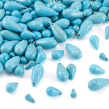 Elecrelive 105Pcs Blue Turquoise Beads 3 Sizes Teardrop Top Drilled Stone Beads Synthetic Gemstone for Bolo Bracelets Necklaces