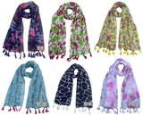 Fusfus WomenS Printed Chiffon Scarves And Stoles, Free Size(Multicolour, Fs2059) Pack Of 6 (Multicolor2)