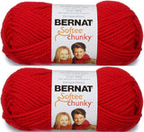 Bernat Softee Chunky Yarn, 3.5 Oz, Gauge 6 Super Bulky, Berry Red