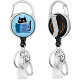 Gctriki Funny Cat Nurse Badge Reel, Cute Retractable Badge Holder with 360Swivel Carabiner Belt Clip, for RN LPN Nurse Doctor Me