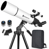 Telescopes for Adults Astronomy, 80mm Aperture 600mm Refractor Telescope for Kids & Beginners, Compact and Portable Travel Teles