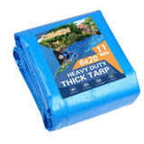 CSMEN Tarp Heay Duty Waterproof 6x20ft,Blue Tarp Cover Plastic Poly Tarpaulin for Outdoor Cover,Emergency Rain,Roof, Pool, Boat,