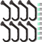 Dicunoy 8PCS Rustic Cast Iron Hooks, Wall Mounted Farmhouse Coat Hangers, Heavy Duty Vintage Black Railroad Spike Hooks for Hang