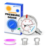 MEANLIN MEASURE -30inHG~0Psi Vacuum Pressure Gauge 316 Stainless Steel Joint 1/4NPT 2.5FACE DIAL, Liquid Filled Pressure Gauge W