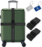 Gopinath Autolink 2Pcs Luggage Straps For Suitcases 3Mtr X 1.5 Tie Down Straps, 2Pcs Metal Travel Laggage Tag For Suitcase Bag