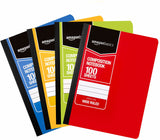 Amazon Basics Wide Ruled Composition Notebook, 100Sheet, Assorted Solid Colors, 4Pack